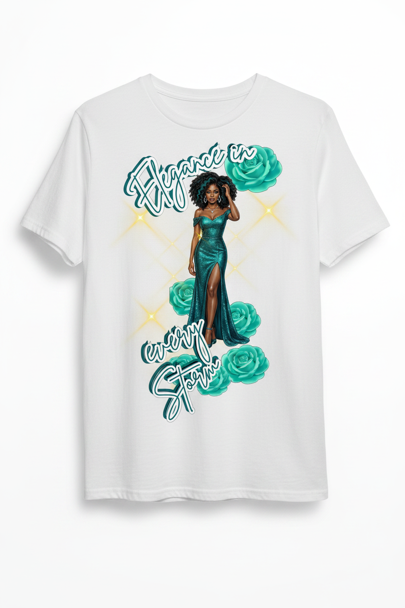 Elegance in Every Storm white t-shirt mockup