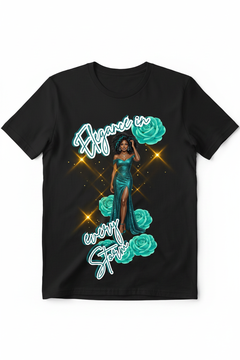 Elegance in Every Storm black t-shirt mockup